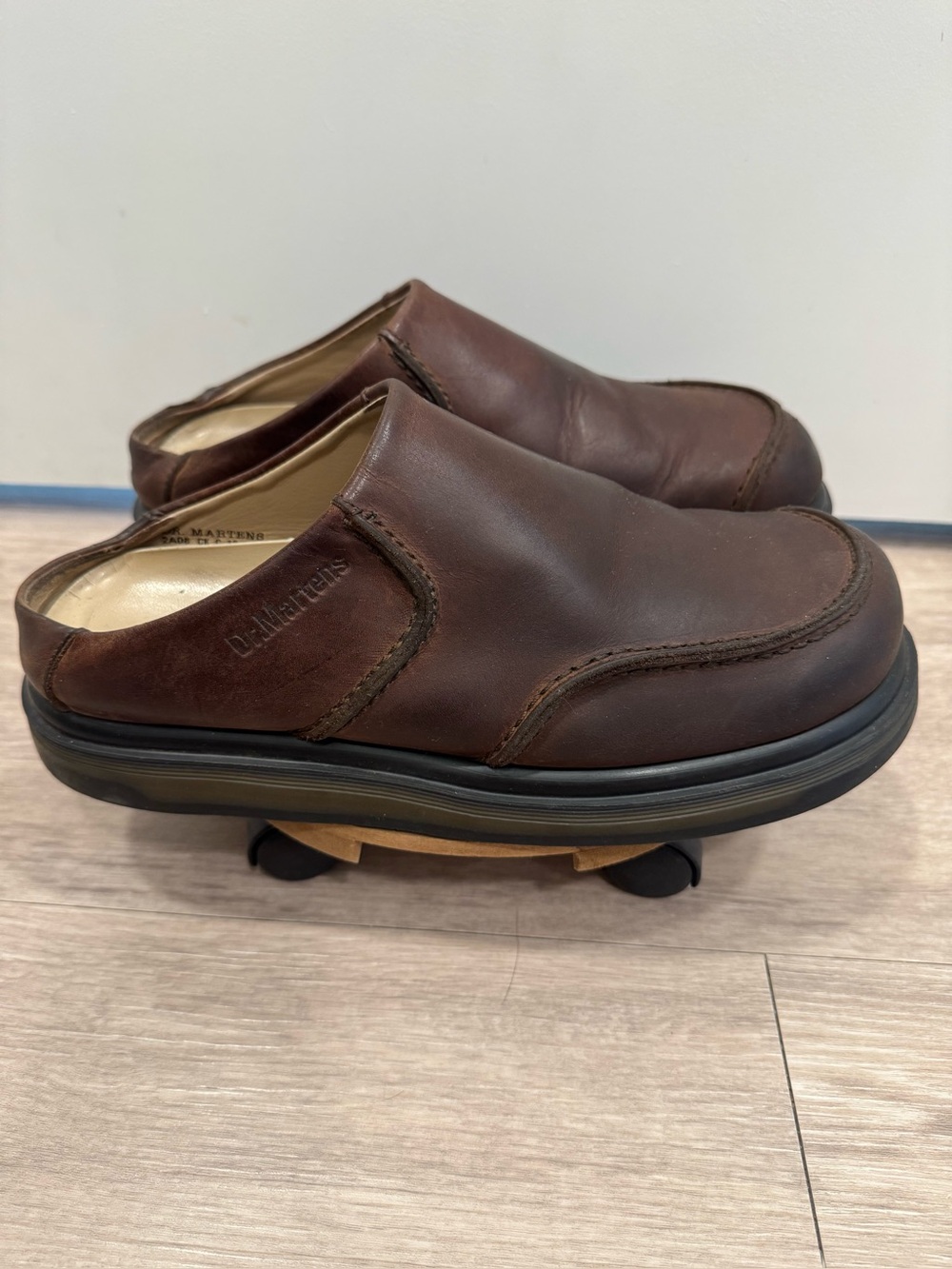 Dr. Martens Brown Leather Slip-On Clogs